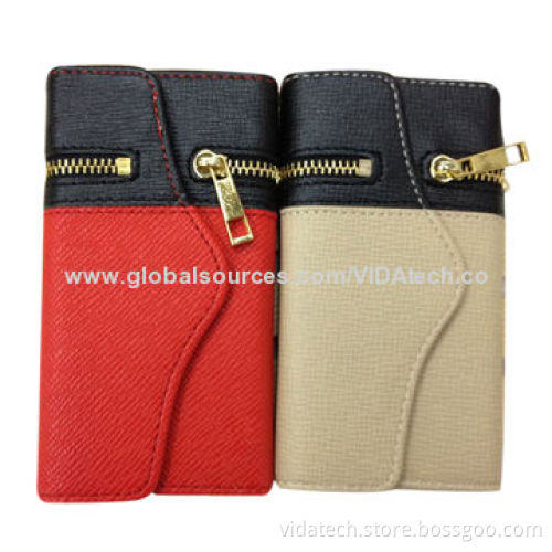 Leather Pouch Case with Zipper, for iPhone 5/5S, Factory